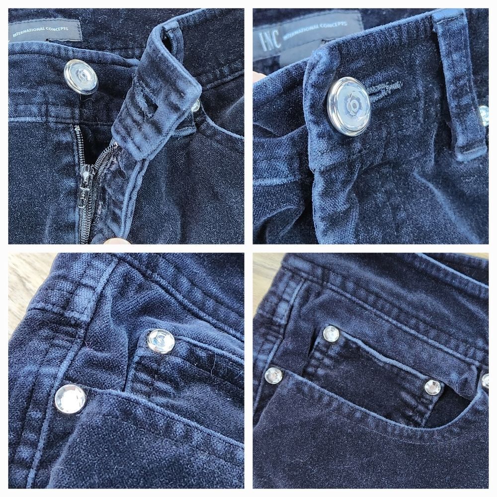 ☔️🔹️INC Bluish Black Velour Luxe Bootcut Pants Size 4/27 - Picture 7 of 13